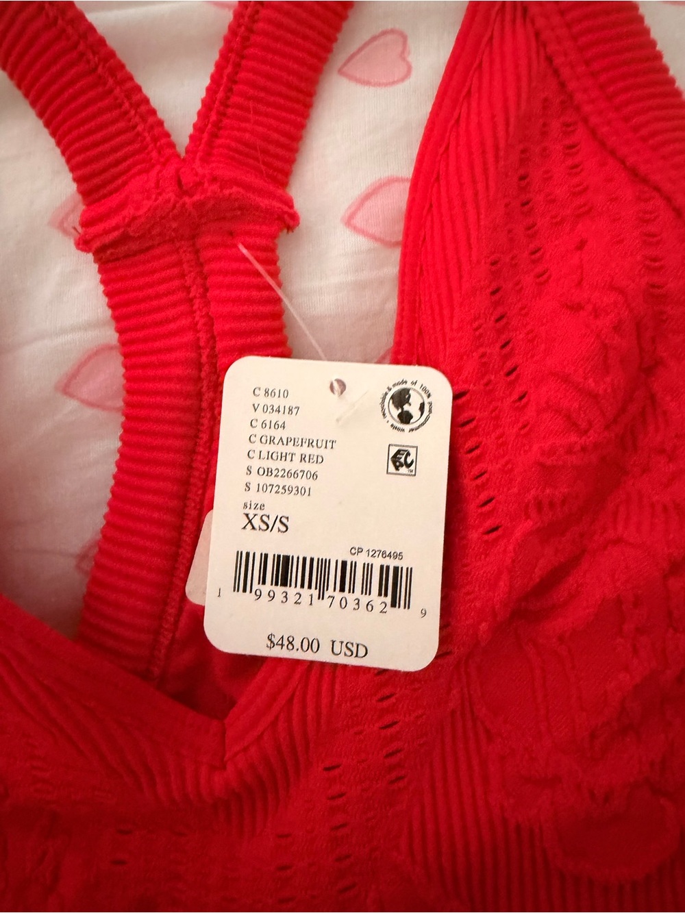 Free people Red Ribbed Lace Racerback Bralette -  XS - Picture 2 of 3